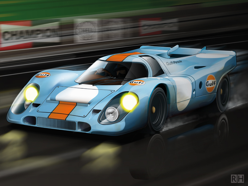 Car-illustration Porsche Gulf Racing