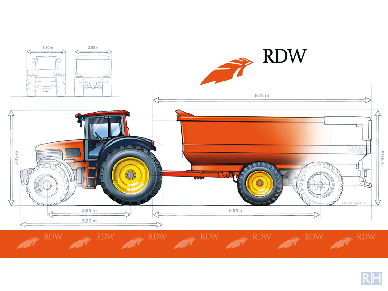 infographic RDW afmetingen tractor + trailer