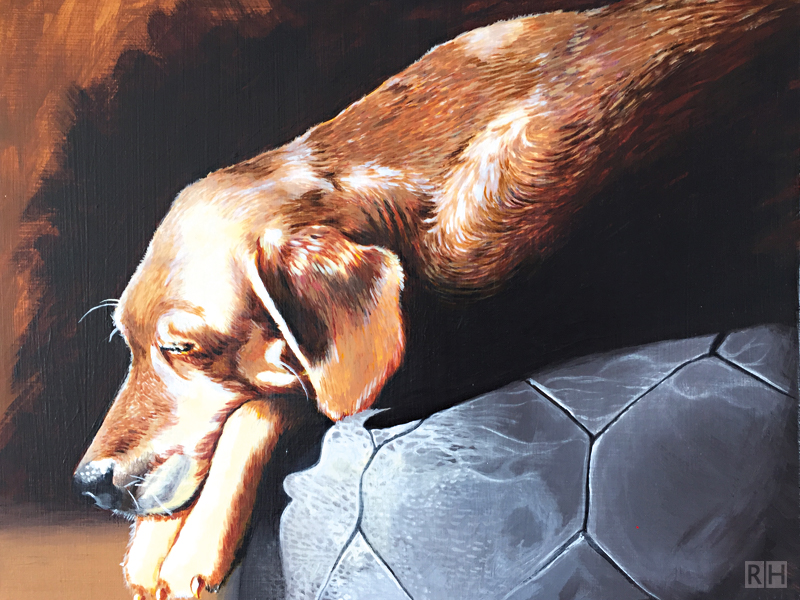 schilderij Dide, onze overleden hond